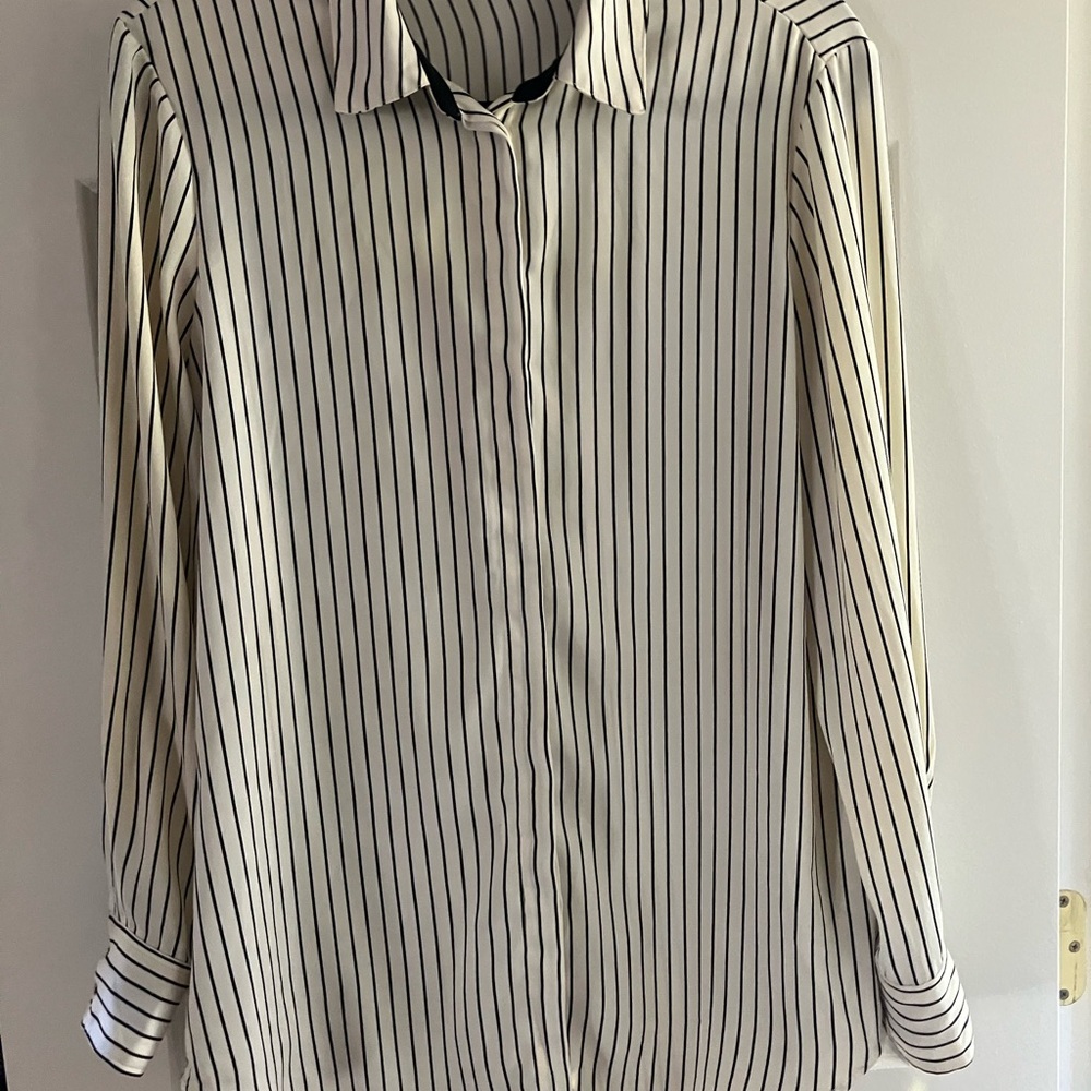 Dalia Black and White Striped Button Down Shirt